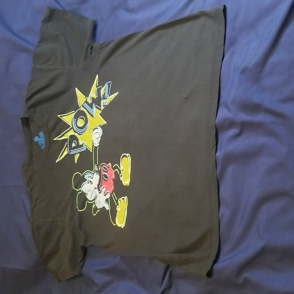 Disney Mickey Mouse Graphic T-Shirt Short Sleeve Neon Black Size XL